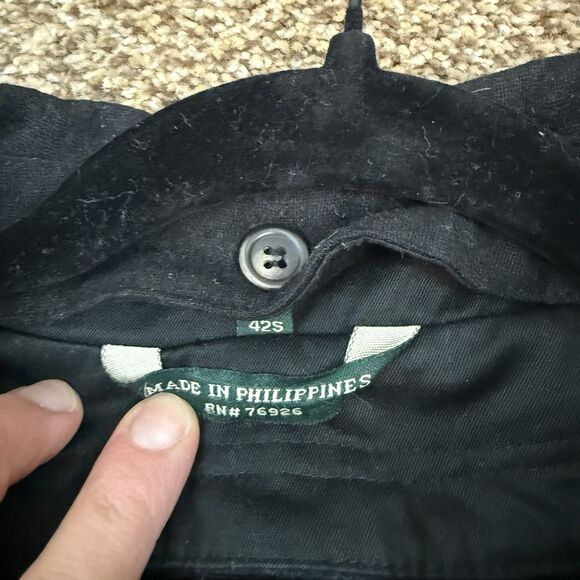 Lauren Ralph Lauren Black Trenchcoat Insulated Cotton Blend Belted Men’s Sz 42S - Picture 11 of 16